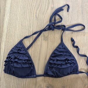Navy Ruffled Bikini Top